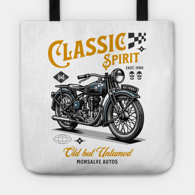 Classic Spirit – Vintage Motorcycle Design Tote by monsalveautos