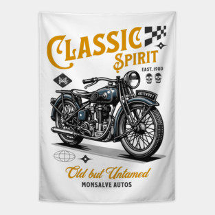 Classic Spirit – Vintage Motorcycle Design Tapestry