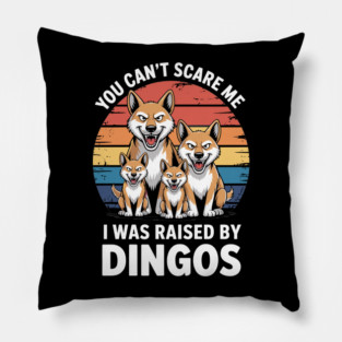 Funny Dingo T-Shirt, Raised By Dingos, Australian Dog Tee, Dingo Lover, Dingo Family Shirt, Dingo Graphic retro Tee Pillow