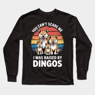 Funny Dingo T-Shirt, Raised By Dingos, Australian Dog Tee, Dingo Lover, Dingo Family Shirt, Dingo Graphic retro Tee Long Sleeve T-Shirt