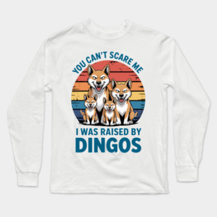 Funny Dingo T-Shirt, Raised By Dingos, Australian Dog Tee, Dingo Lover, Dingo Family Shirt, Dingo Graphic retro Tee Long Sleeve T-Shirt