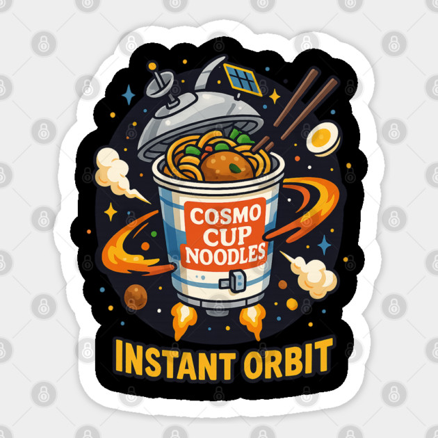 Instant Orbit Space Ramen Cosmo Noodle Cup Cute Cartoon T Shirt Sticker by Anne Lee