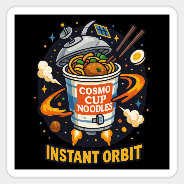 Instant Orbit Space Ramen Cosmo Noodle Cup Cute Cartoon T Shirt Magnet by Anne Lee