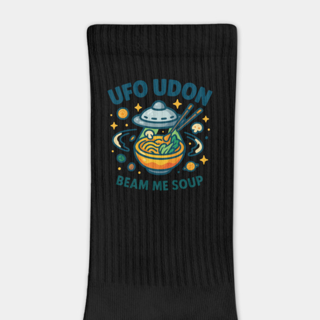 UFO Udon – Beam Me Soup Cute Space Noodle Cartoon T Shirt by Anne Lee