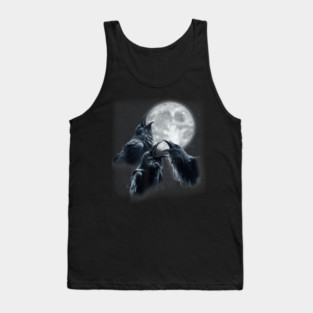 Three Black Raven Howling At The Moon Funny Crow Raven Bird Kids Tank Top