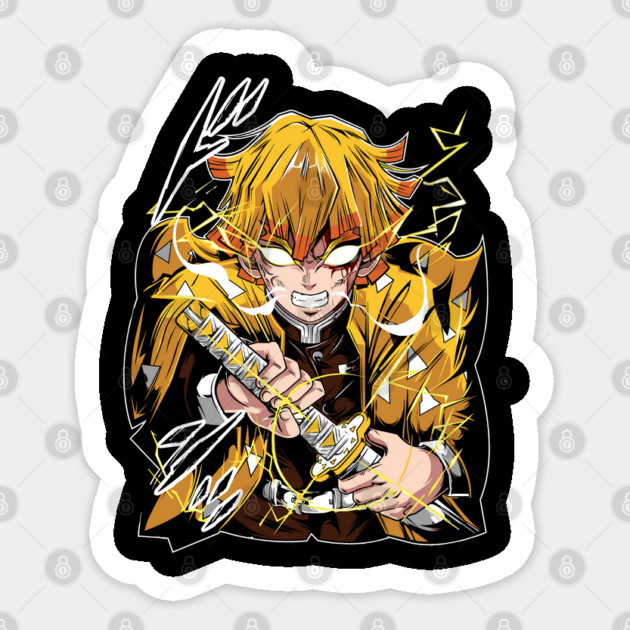 Demon Slayer Zenitsu Lightning Strike Pose Sticker by Otaku Vibes