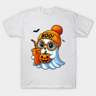 Cute Halloween Ghost with Pumpkin T-Shirt
