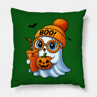 Cute Halloween Ghost with Pumpkin Pillow