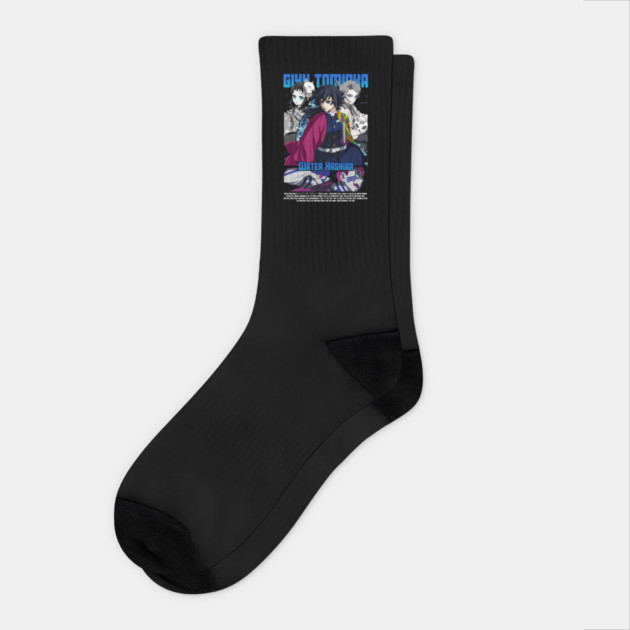 Giyu Tomioka Friends in Background - Demon Slayer Socks by Otaku Vibes