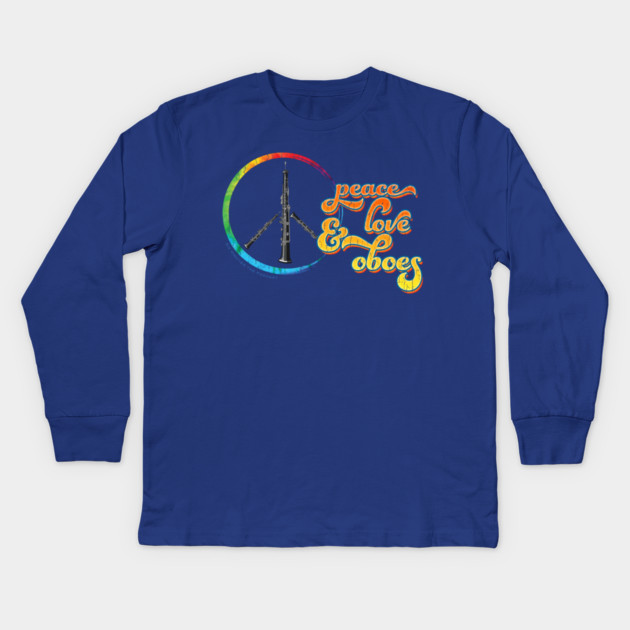 Peace Love & Oboes Kids Long Sleeve T-Shirt by GZM Podcasts