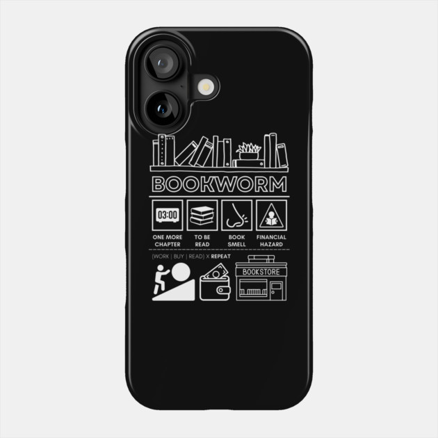 Bookworm Reading Humor with Bookshelf and Library Vibes Phone Case by TuncGK