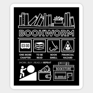 Bookworm Reading Humor with Bookshelf and Library Vibes Sticker
