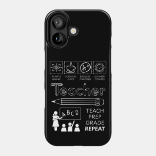 Teacher Life Humor with Classroom Chaos and Grading Struggles Phone Case