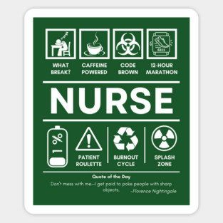 Nurse Humor with Exhaustion, Coffee, and 12-Hour Shifts Sticker