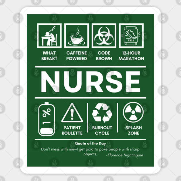 Nurse Humor with Exhaustion, Coffee, and 12-Hour Shifts Sticker by TuncGK