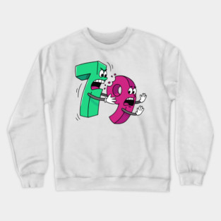 Funny 7 Ate 9 Math Joke Cartoon - Funny Math Crewneck Sweatshirt