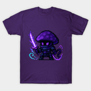 Shadowblade Mushroom Assassin | Dark Fantasy Pixel Art OC T-Shirt