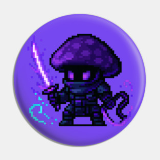 Shadowblade Mushroom Assassin | Dark Fantasy Pixel Art OC Pin