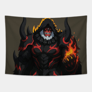 Crimson Orc Commander Glow Tapestry