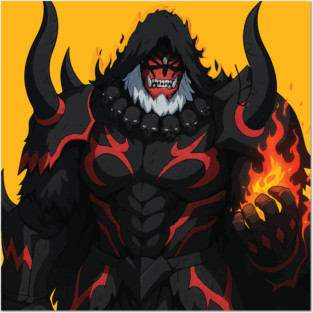 Crimson Orc Commander Glow Posters and Art