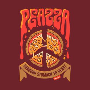 PEAZZA – Peace, Pizza, Love | Peace Symbol Design T-Shirt