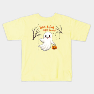 Playful Ghost’s Boo-tiful Night Kids T-Shirt