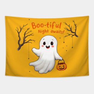 Playful Ghost’s Boo-tiful Night Tapestry