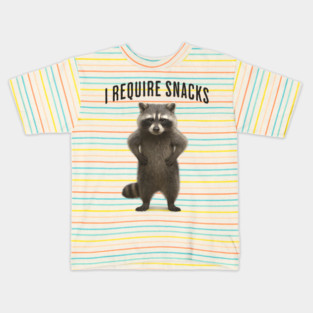 Funny Impatient Raccoon: "I Require Snacks" Kids T-Shirt