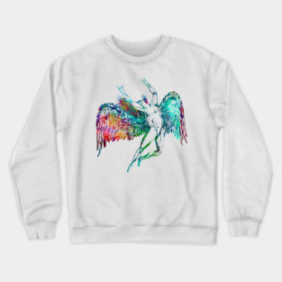 ICARUS THROWS THE HORNS - watercolor painting Crewneck Sweatshirt