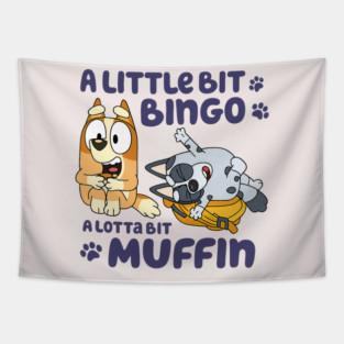 Cute Bluey Bingo Muffin Vintage Cartoon Tapestry