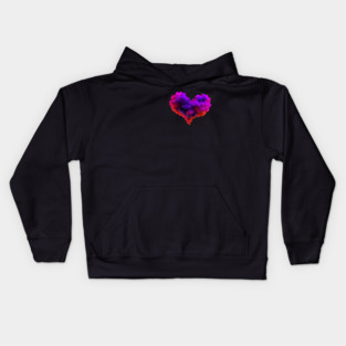 Colorful heart shape of swirling pink and purple clouds Kids Hoodie
