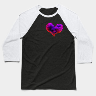 Colorful heart shape of swirling pink and purple clouds Baseball T-Shirt