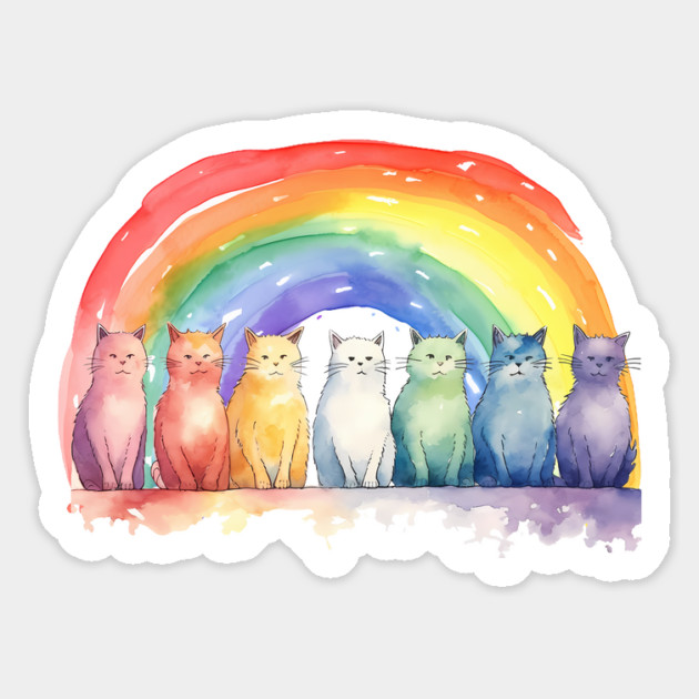 Rainbow Cats, colorful design watercolor art Magnet by Luxinda