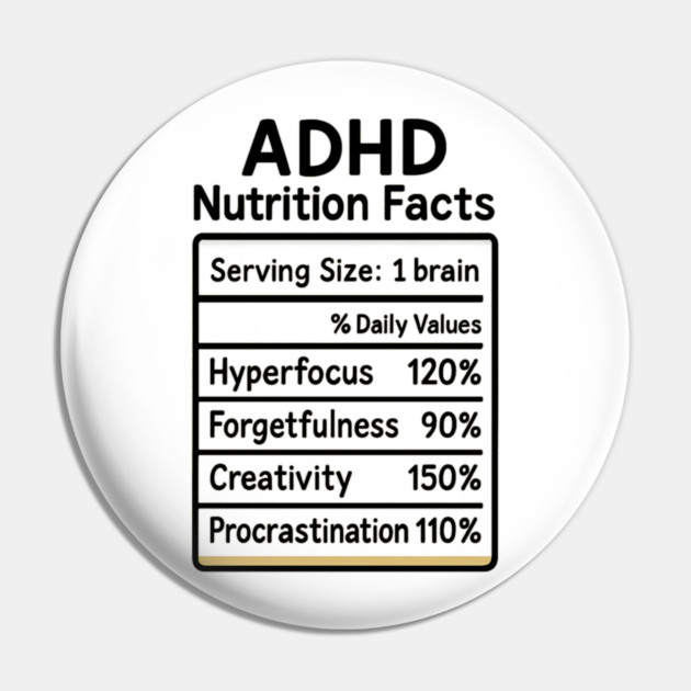 ADHD Nutrition Facts (B/W) Pin by Fauzi's Store