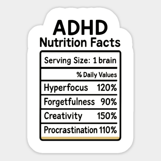 ADHD Nutrition Facts (B/W) Magnet by Fauzi's Store