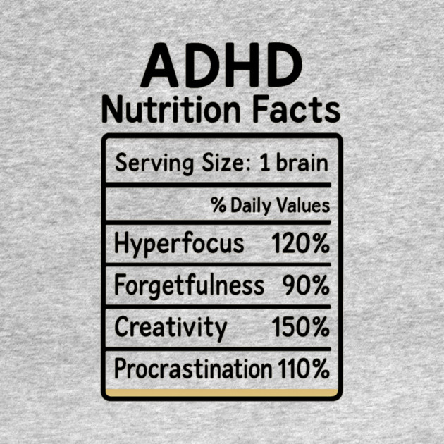 ADHD Nutrition Facts (B/W) by Fauzi's Store
