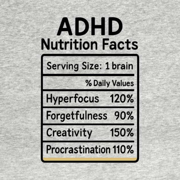 ADHD Nutrition Facts (B/W) by Fauzi's Store