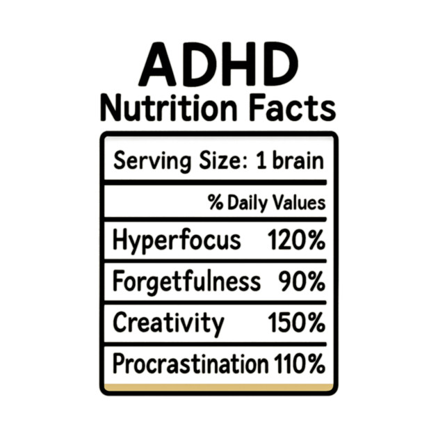 ADHD Nutrition Facts (B/W) by Fauzi's Store