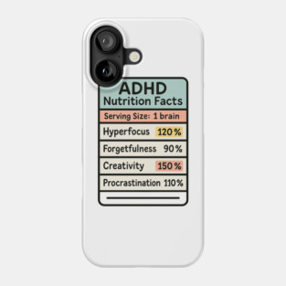 ADHD Nutrition Facts Phone Case