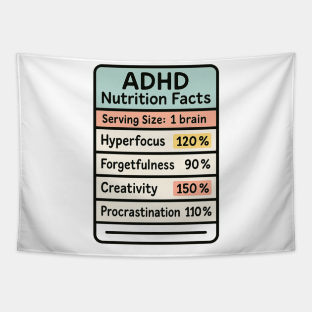 ADHD Nutrition Facts Tapestry by Fauzi's Store