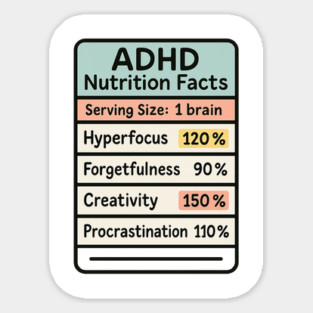 ADHD Nutrition Facts Sticker