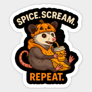 Spice Scream Repeat Cute Pumpkin Spice Possum Halloween T Shirt Magnet