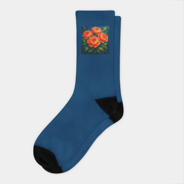 Coral Peonies Impasto Socks by Sharafeldin  's Store
