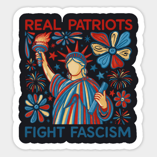 Real Patriots Fight Fascism Sticker by Charles's Store 8
