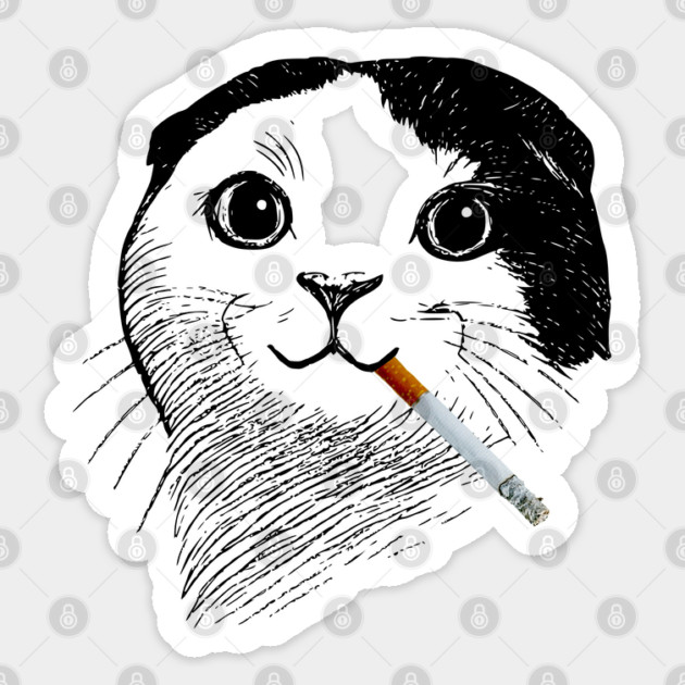 Silly Gen Z Smoking Cat Meme design Sticker by Luxinda