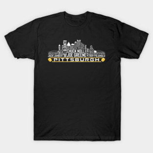 Pittsburgh Football Greatest Of All Time Legends Pittsburgh City Skyline T-Shirt