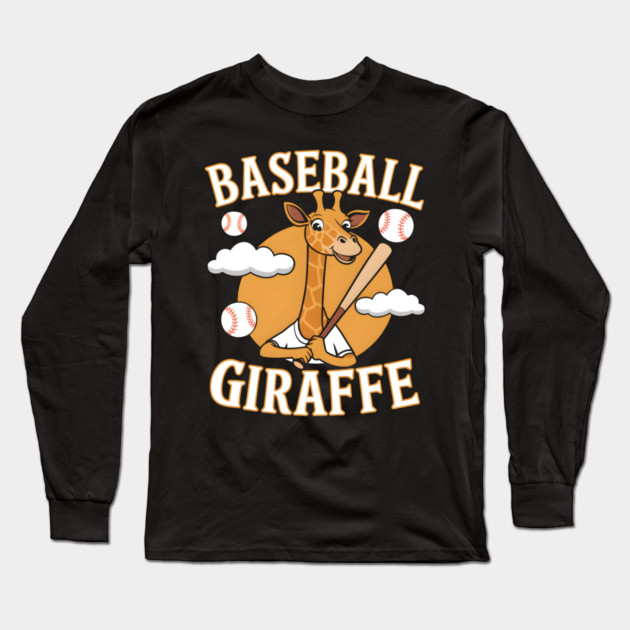Baseball Giraffe – Funny Animal Sports Long Sleeve T-Shirt by MakerMind8.2