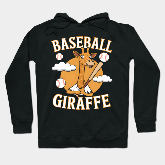 Baseball Giraffe – Funny Animal Sports Hoodie by MakerMind8.2