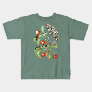 Metamorphosis of the Peacock Eye moth Kids T-Shirt