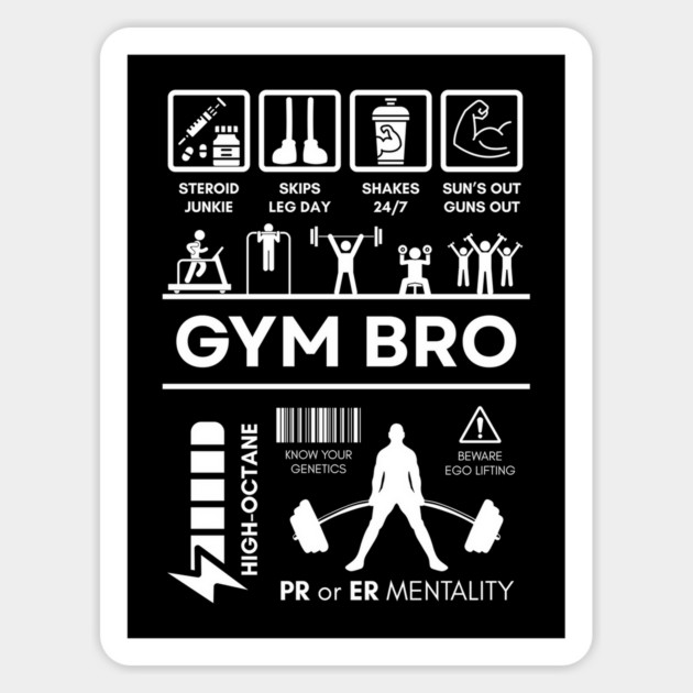 Gym Bro Fitness Humor Warning Label Design Magnet by TuncGK